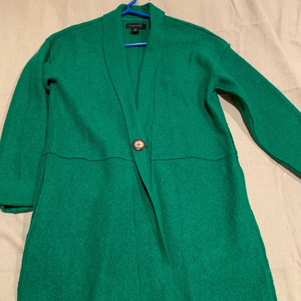 Elie Tahari Green Single-Button Wool Blend Coat